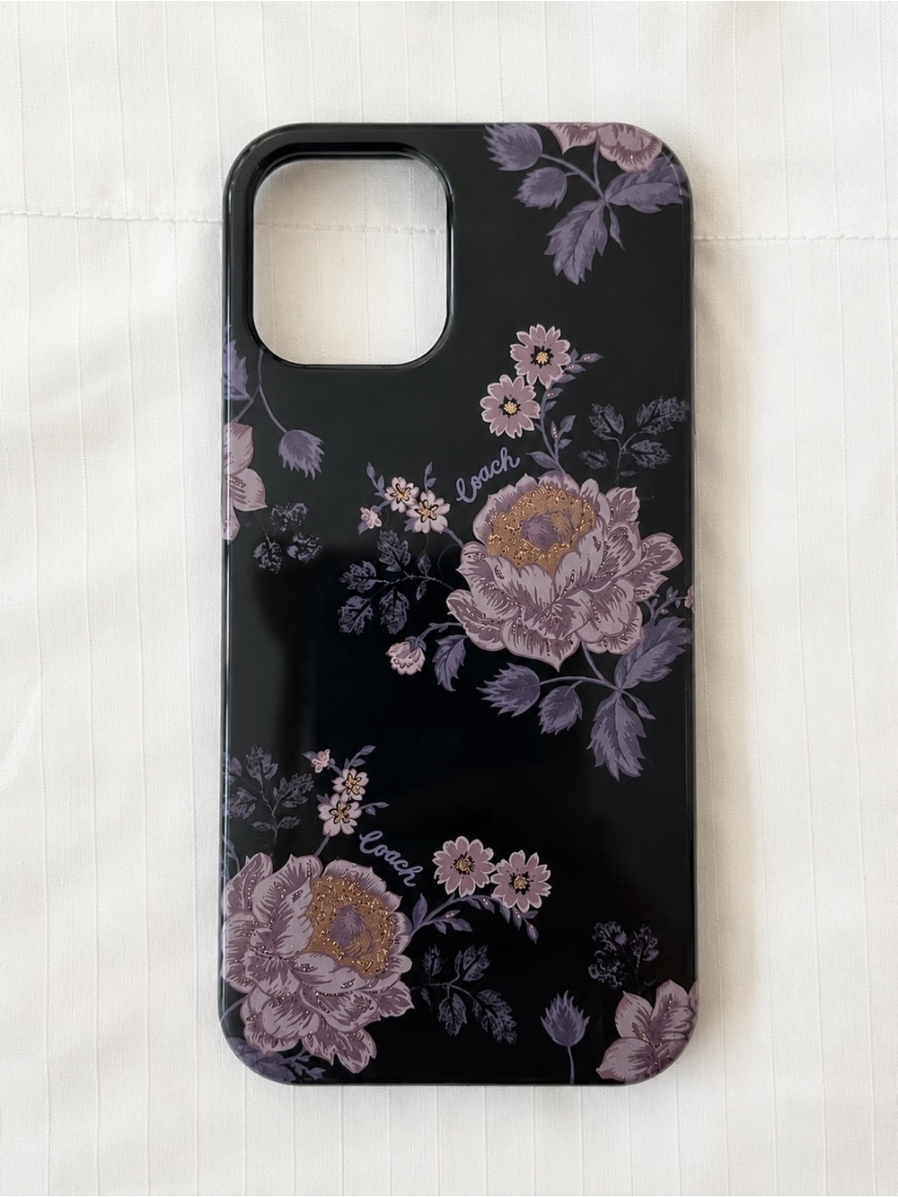 Coach Moody Floral Purple Glitter Case for iPhone 12 Pro Max